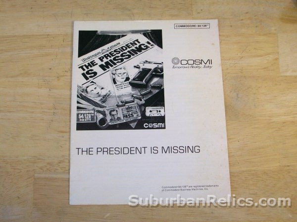 Commodore 64 128 game THE PRESIDENT IS MISSING - 5.25" disks/box - Click Image to Close