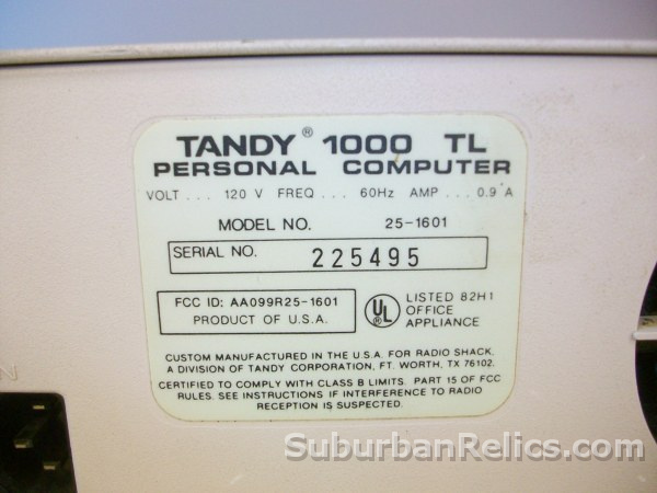 Tandy 1000 TL - 1980's 286 Computer w/5.25" & 3.5" floppy drives - Click Image to Close