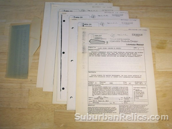 Texas Instruments TI 58/59 - PPX-59 PAPERS - calculator programs - Click Image to Close