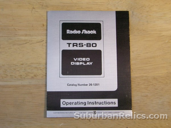 TRS-80 Video Display - OPERATING INSTRUCTIONS - Cat. No. 26-1201 - Click Image to Close