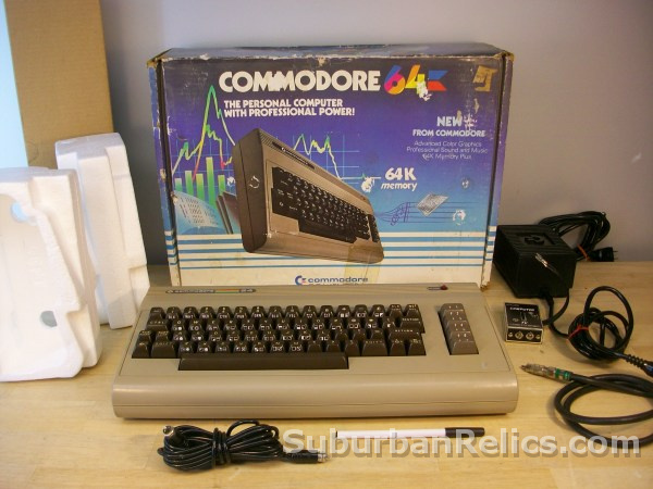 COMMODORE 64 COMPUTER -w/box, power supply, cable - working well - Click Image to Close