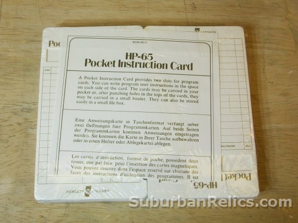 Hewlett Packard HP 65 - POCKET INSTRUCTION CARDS - sealed pack - Click Image to Close