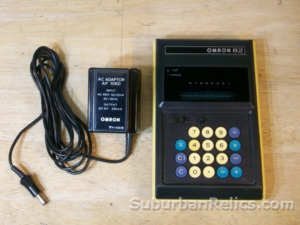 Omron 82 - ELECTRONIC CALCULATOR - from 70's, w/AC adapter, good - Click Image to Close