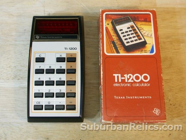 Texas Instrument TI-1200 - POCKET CALCULATOR - 1975, w/box - Click Image to Close