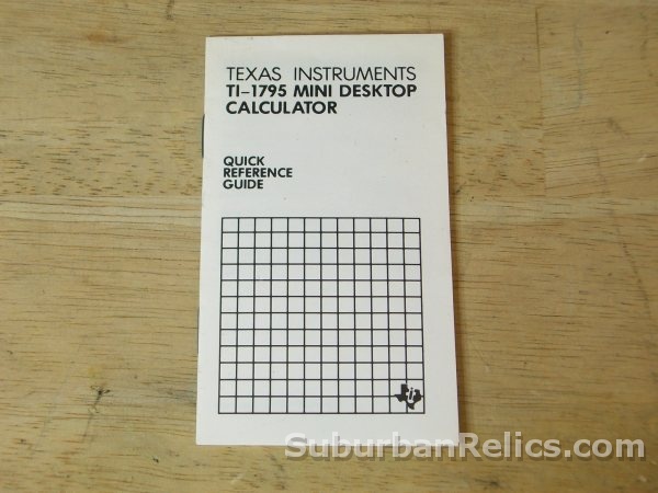 Texas Instruments TI-1795 - QUICK REFERENCE GUIDE - calculator m - Click Image to Close