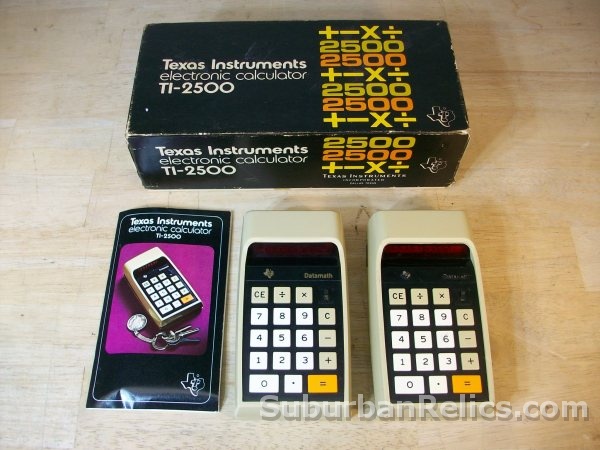 Texas Instruments TI-2500 - VINTAGE CALCULATORS - w/box, manual - Click Image to Close