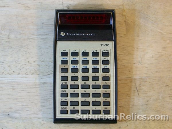 Texas Instruments TI-30 - 1970's CALCULATOR - no battery cover - Click Image to Close