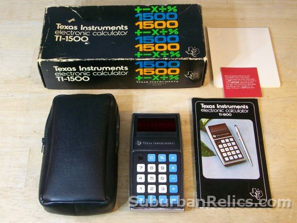 Texas Instruments TI-1500 - VINTAGE CALCULATOR - w/box, manual - Click Image to Close