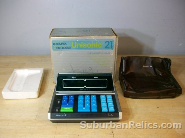 Unisonic 21 - ELECTRONIC BLACKJACK + CALCULATOR - w/box, tested - Click Image to Close