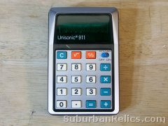 Unisonic 911-c MINIATURE VFD CALCULATOR - works well, 1975 Japan