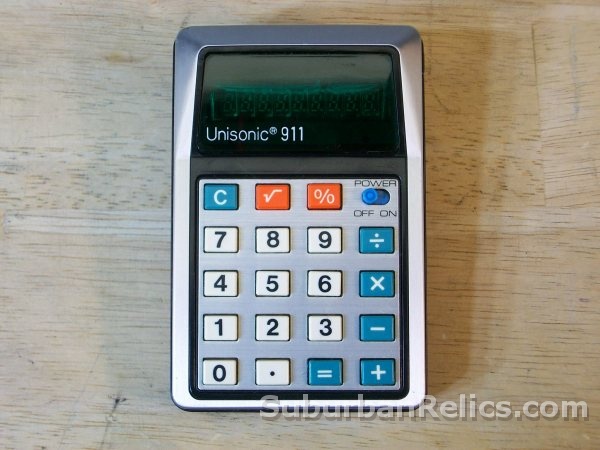 Unisonic 911-c MINIATURE VFD CALCULATOR - works well, 1975 Japan - Click Image to Close